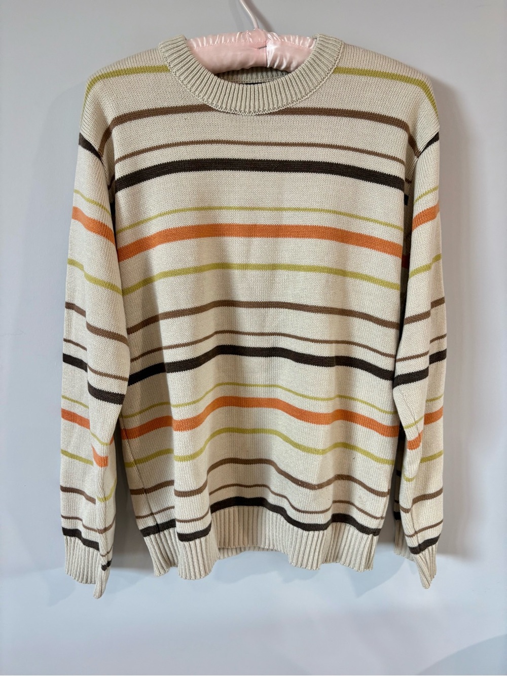 VERSACE Cream Striped Crewneck Sweater